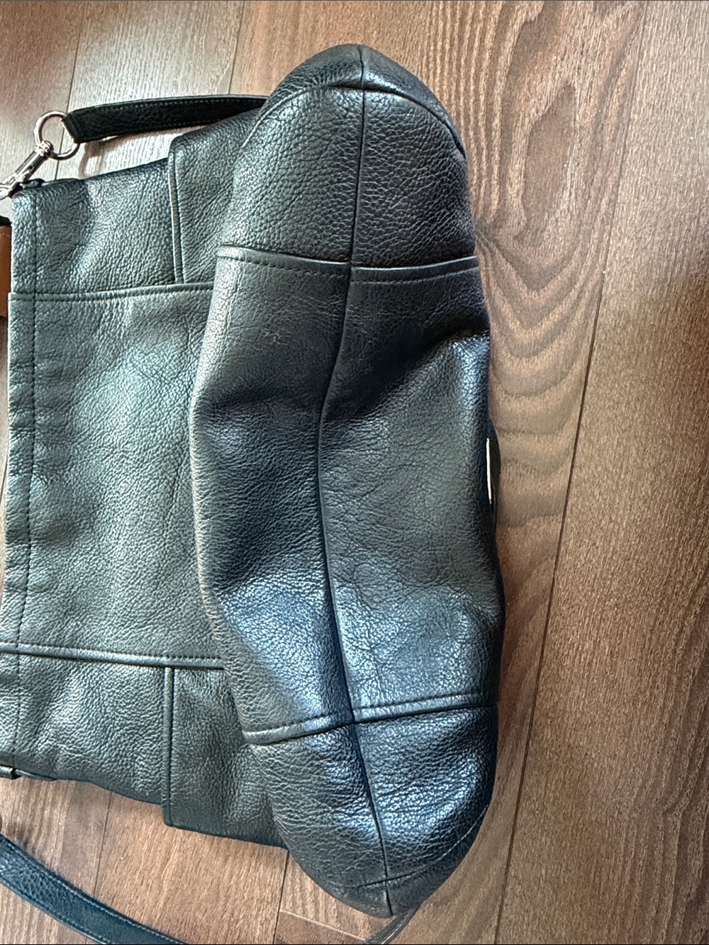 Vintage Coach Full Grain Black Leather Crossbody Hobo Bag - Picture 4 of 5